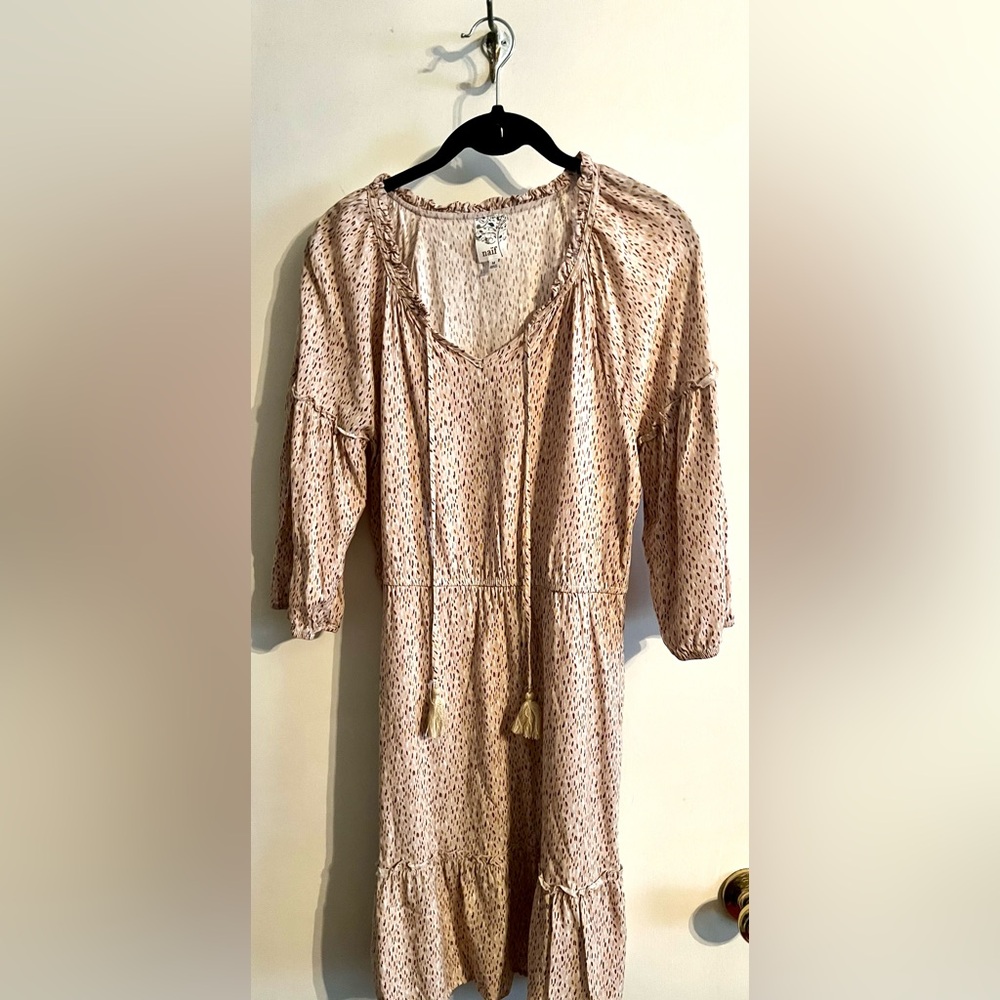Naïf Bohemian Patterned Dress with Tassels-Medium
